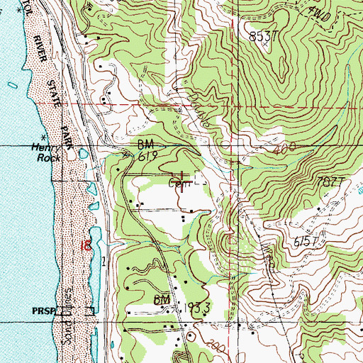 Topographic Map of Pistol River Cemetery, OR
