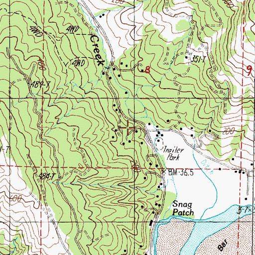Topographic Map of Miller Creek, OR