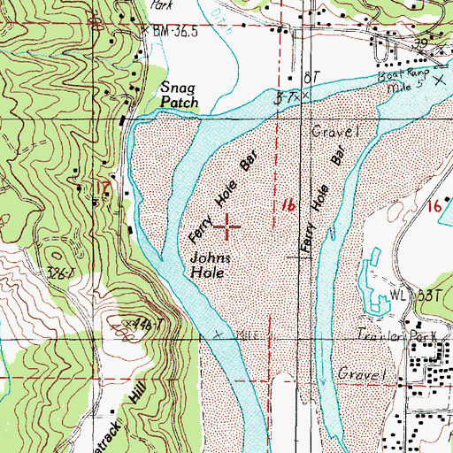 Topographic Map of Ferry Hole Bar, OR