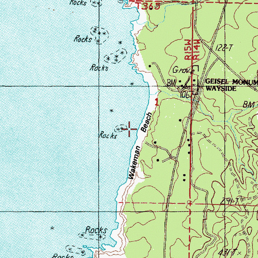 Topographic Map of Wakeman Beach, OR