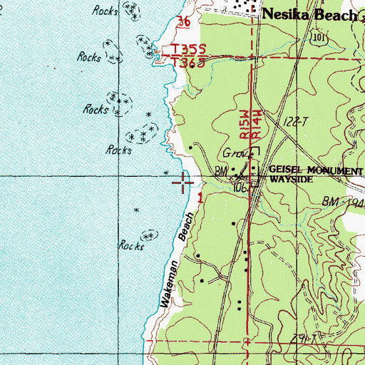 Topographic Map of Cummins Creek, OR