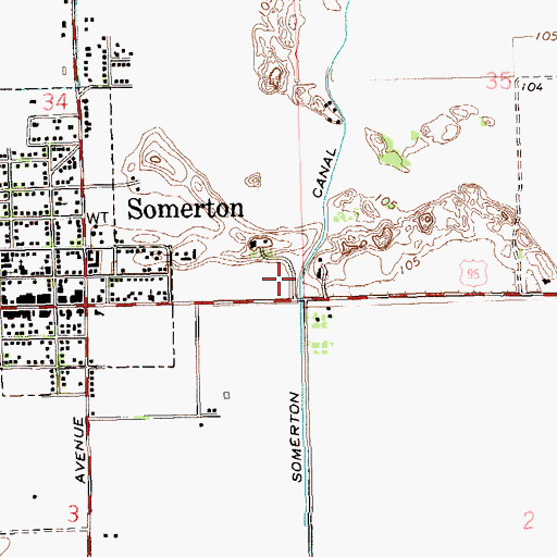 Topographic Map of Somerton Canal, AZ