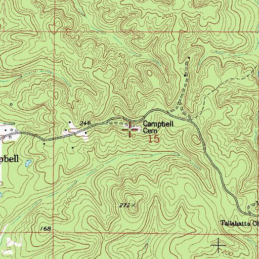 Topographic Map of Campbell Cemetery, AL