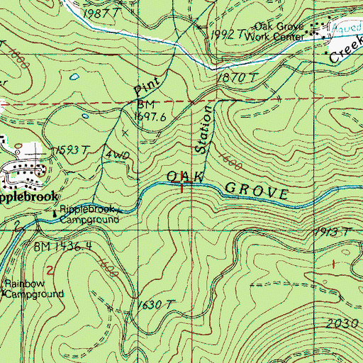 Topographic Map of Station Creek, OR