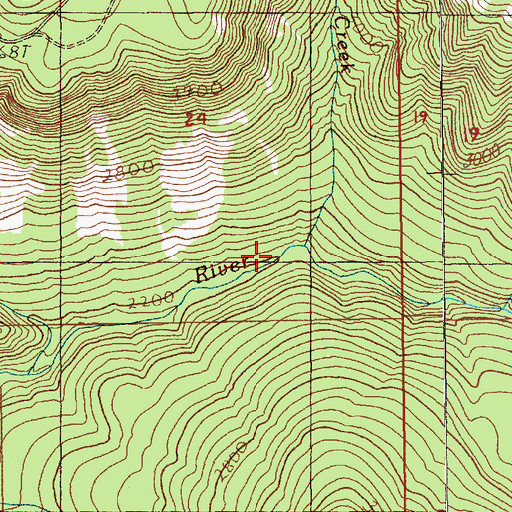 Topographic Map of Plaza Creek, OR