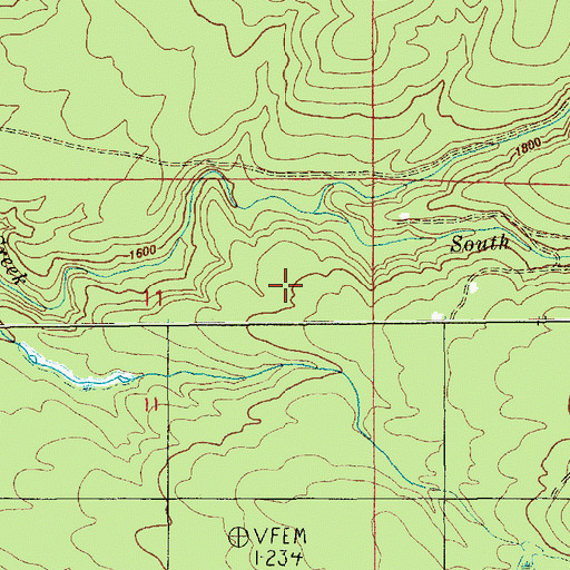 Topographic Map of South Fork Gordon Creek, OR