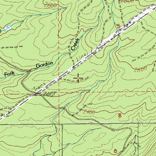 Topographic Map of North Fork Gordon Creek, OR