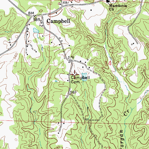 Topographic Map of Campbell Cemetery, AL