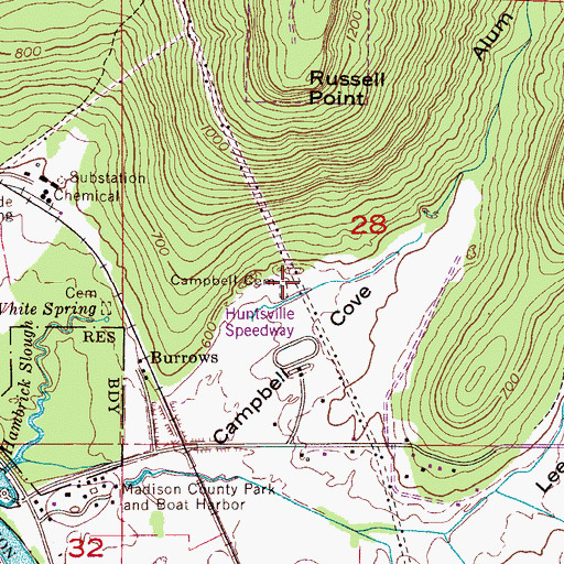 Topographic Map of Campbell Cemetery, AL