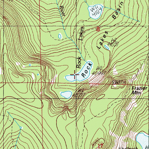 Topographic Map of Middle Rock Lake, OR