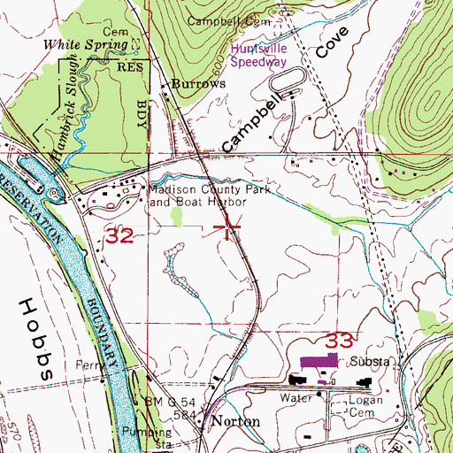 Topographic Map of Campbell Cove, AL