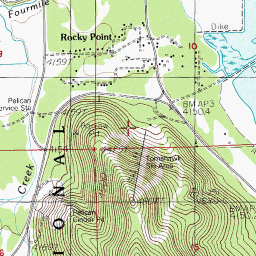 Topographic Map of Tomahawk Ski Bowl (historical), OR
