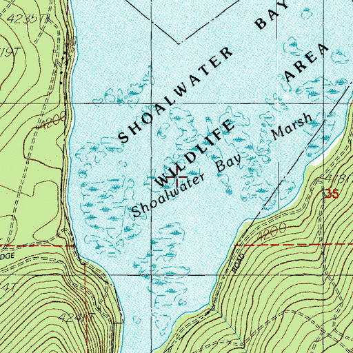 Topographic Map of Shoalwater Bay Marsh, OR
