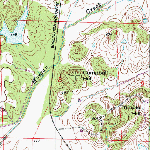 Topographic Map of Campbell Hill, AL
