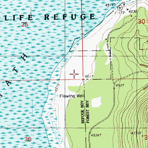 Topographic Map of Wocus Bay Guard Station, OR
