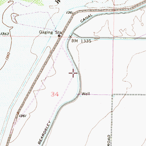Topographic Map of Beardsley Canal, AZ