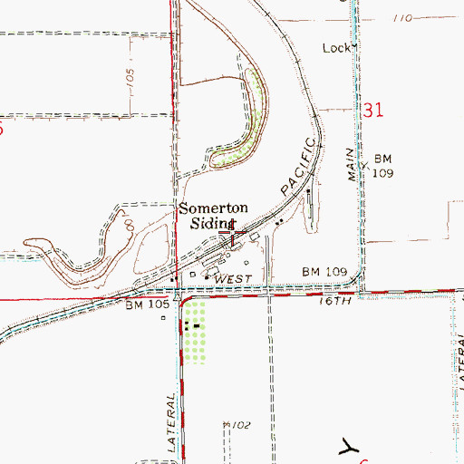 Topographic Map of Somerton Siding, AZ