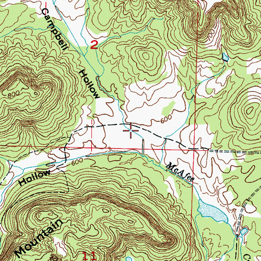 Topographic Map of Campbell Hollow, AL