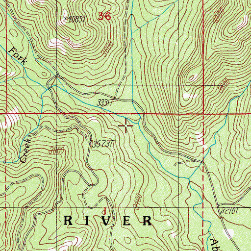 Topographic Map of North Fork Abbott Creek, OR