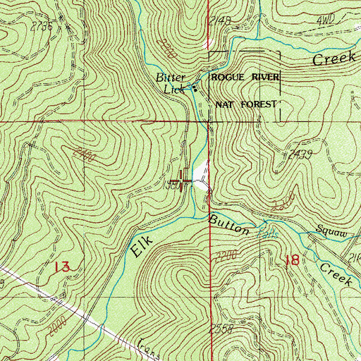 Topographic Map of Bitter Lick, OR