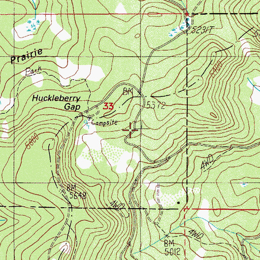 Topographic Map of Huckleberry Gap, OR