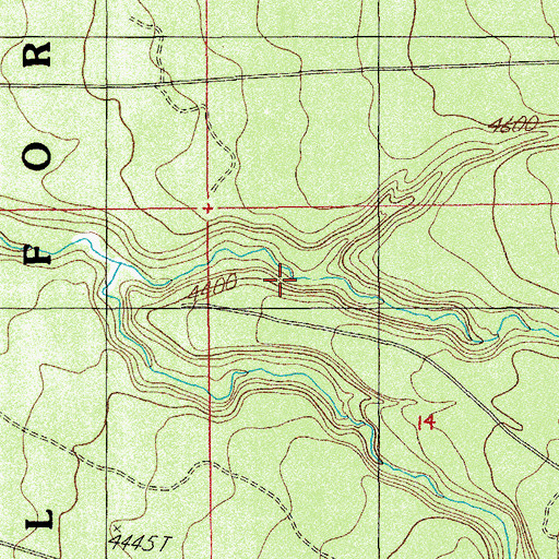 Topographic Map of North Fork Little Copeland Creek, OR