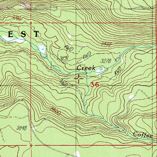 Topographic Map of Coffee Creek, OR