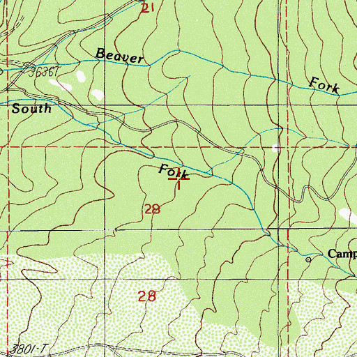 Topographic Map of Salt Fork Fourbit Creek, OR