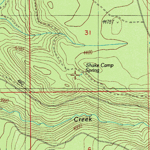 Topographic Map of Shake Camp Spring, OR