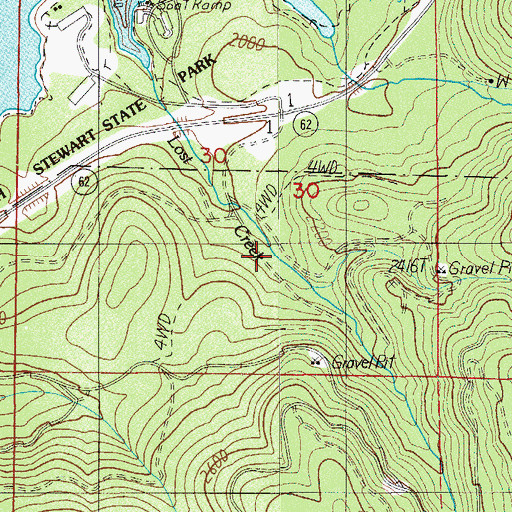 Topographic Map of Fall Creek, OR