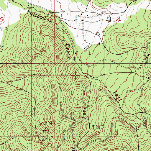Topographic Map of Right Fork Tallowbox Creek, OR