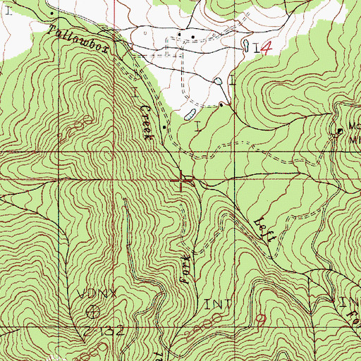 Topographic Map of Left Fork Tallowbox Creek, OR