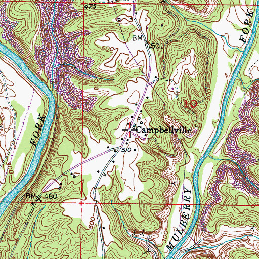 Topographic Map of Campbellville, AL