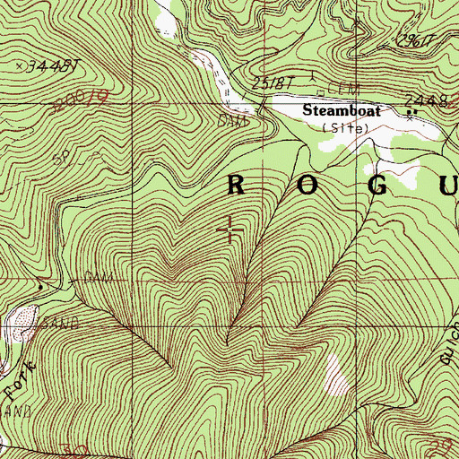Topographic Map of Saw Pit Gulch, OR