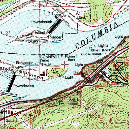 Topographic Map of The Cascades (historical), OR