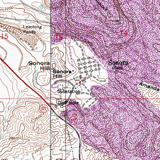 Topographic Map of Sonora, AZ