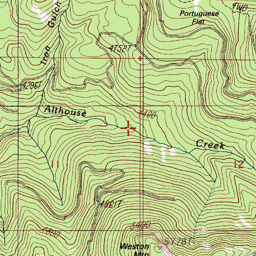 Topographic Map of Onion Gulch, OR