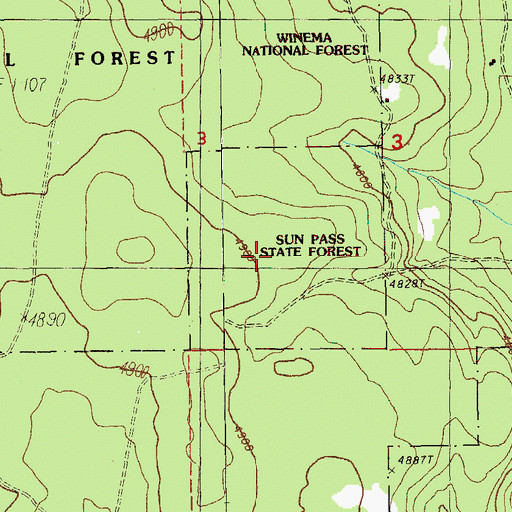 Topographic Map of Sun Pass State Forest, OR