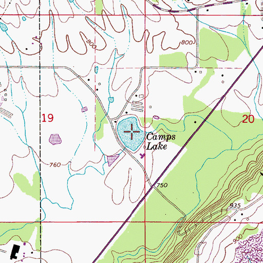 Topographic Map of Camps Lake, AL