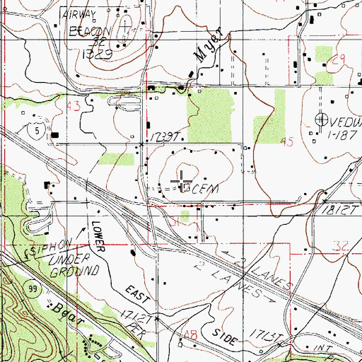 Topographic Map of Meyers Cemetery, OR