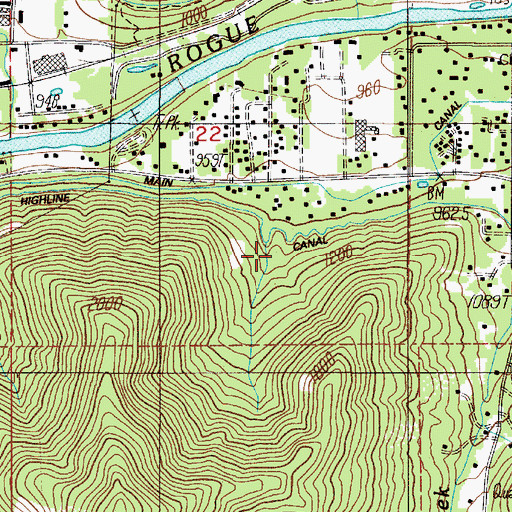 Topographic Map of Hamlin Gulch, OR