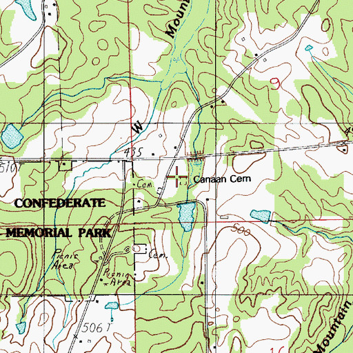 Topographic Map of Canaan Cemetery, AL