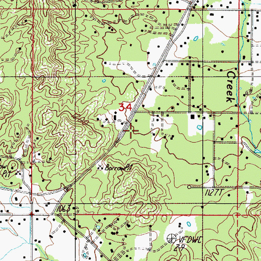 Topographic Map of Simmons (historical), OR