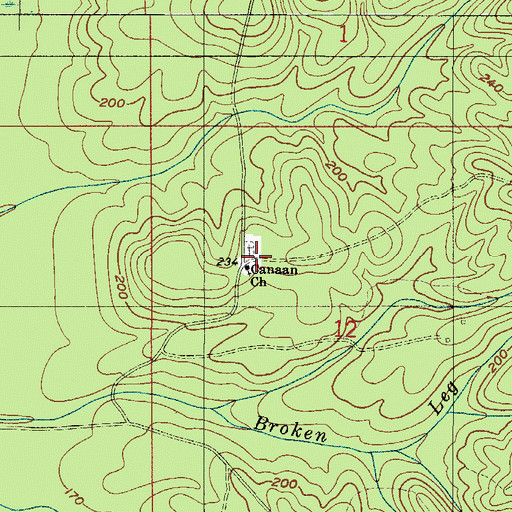 Topographic Map of Canaan Church, AL