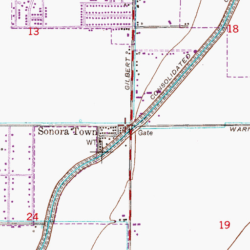 Topographic Map of Sonora Town, AZ