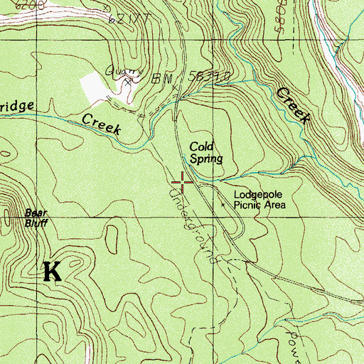 Topographic Map of Cold Springs Campground, OR