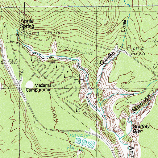 Topographic Map of Goodbye Creek, OR