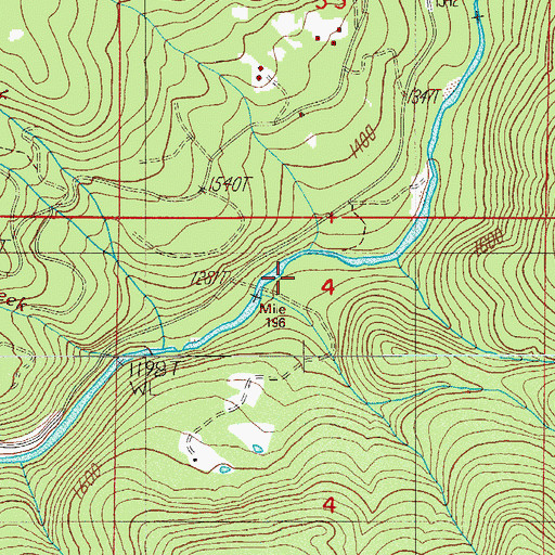 Topographic Map of Dry Creek, OR