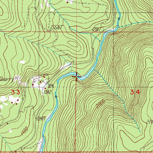 Topographic Map of Radford Creek, OR