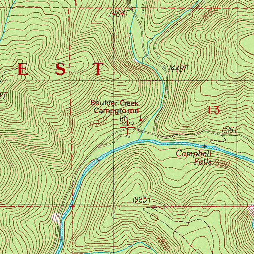Topographic Map of Boulder Creek Recreation Site, OR